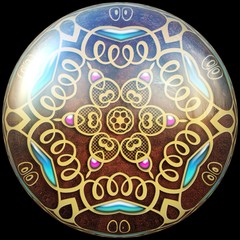 Glossy button with colorful embellishment