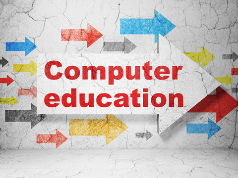 Education concept: arrow with Computer Education on grunge wall background