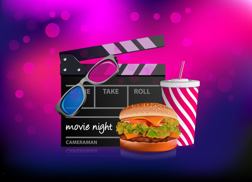 Cinema, movie night concept vector illustration