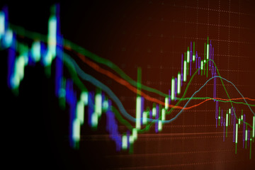 Stock exchange trade chart on old paper background