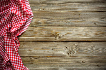 Tablecloth on wooden table