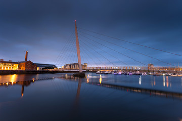 Early morning at the River Tawe and the Millennium bridge in Swansea