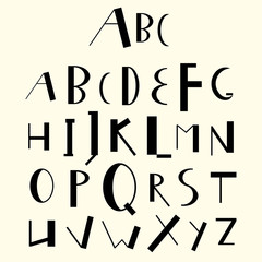 English uppercase alphabet. Set of cute uneven letters.