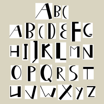 English uppercase alphabet cut out criminal style.