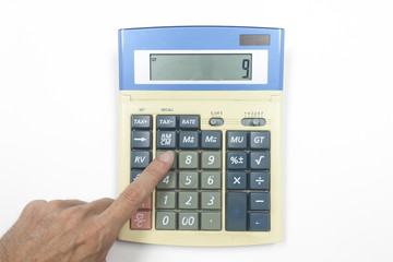 Top View of Calculator on white background.