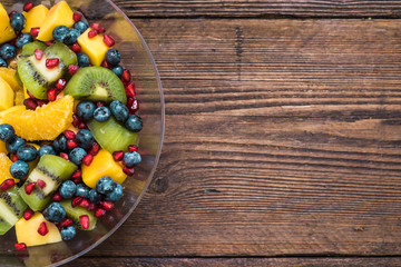 Fototapeta na wymiar exotic fruit healthy salad in bowl