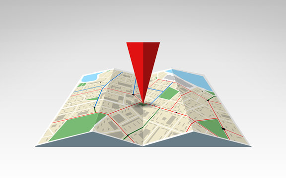illustration of world map with red pointer