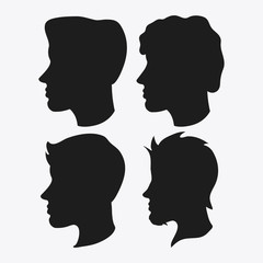 people man male head person human profile silhouette icon. Flat and Isolated design. Vector illustration