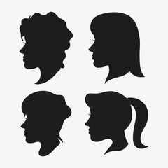 people woman man male female head person human profile silhouette icon. Flat and Isolated design. Vector illustration