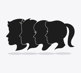 people woman man male female head person human profile silhouette icon. Flat and Isolated design. Vector illustration