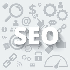 White SEO  service concept with icons