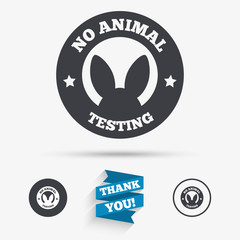 No animals testing sign icon. Not tested symbol