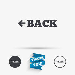 Obraz premium Arrow sign icon. Back button. Navigation symbol