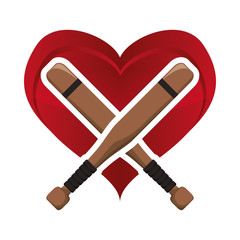 bat heart baseball sport competition game hobby icon. Flat and Isolated design. Vector illustration