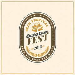 Obraz premium Beer festival Octoberfest celebration. Retro style badge, label,