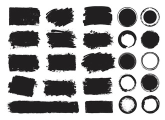 Set of creative grunge banners, frames, stickers, backgrounds. Hand drawn textures and design elements. Place for text, information, quote.