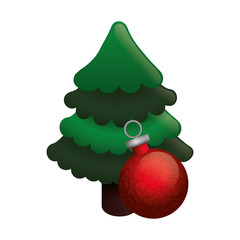 pine tree sphere merry christmas celebration decoration icon. Flat and Isolated design. Vector illustration