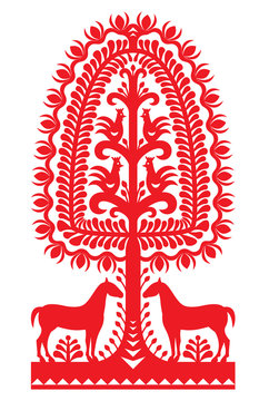 Polish folk art pattern Wycinanki Kurpiowskie - Kurpie Papercuts
