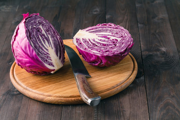 red cabbage on a wood