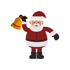 santa bell merry christmas celebration decoration icon. Flat and Isolated design. Vector illustration