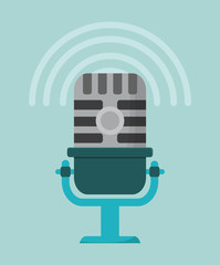 microphone gadget tool music sound voice con. Flat design. Vector illustration