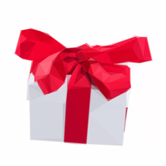 white gift boxe with red bow