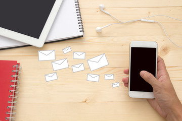 online business mobile application concept , smart email sending