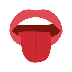 mouth tongue lips cartoon female sexy part body con. Flat and isolated design. Vector illustration