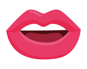mouth lips teeth cartoon female sexy part body con. Flat and isolated design. Vector illustration