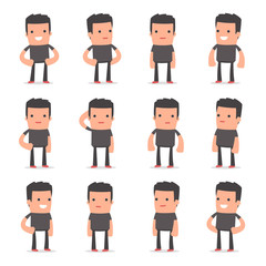 Set of Happy and Cheerful Character Bully standing in relaxed po