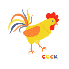 Cute cockerel on a white background.