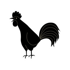 Cockerel silhouette on a white background. Vector illustration