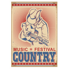 American music festival background with musician playing guitar.