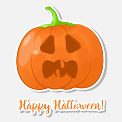 Sticker Halloween pumpkin. Happy Halloween. Vector illustration.