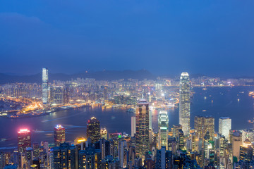 Fototapeta na wymiar Hong Kong skyline from the peak.