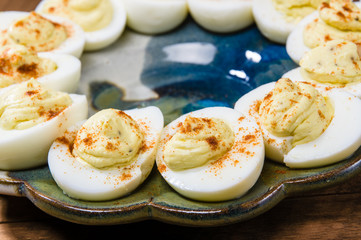 Egg plate with deviled eggs