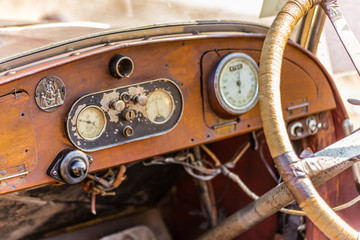 dashboard of a vintage car