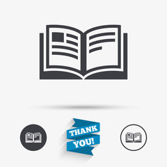 Book sign icon. Open book symbol.