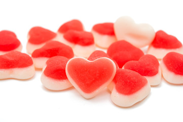 Fototapeta na wymiar red jelly hearts
