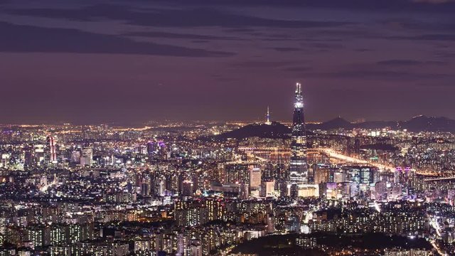 4K.Time lapse Landmark KOREA City skyline. Seoul.Footage Video Ultra HD, 3860 x 2160