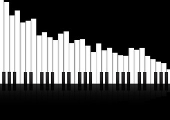 Vector : Piano keyboard with bar graph concept on black backgrou