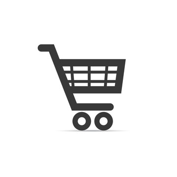 Pushcart minimalistic icon. Supermarket cart sign. Vector isolated object.