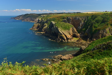 Fototapeta na wymiar Isle L'Agois, Jersey, U.K. The islands North rugged coast in the Summer.