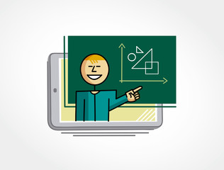 Virtual teacher teaching through the tablet