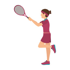 Plakat girl playing tennis sport