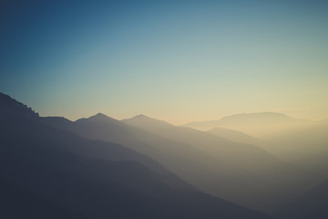 layers of mountains, great panorama and landscape