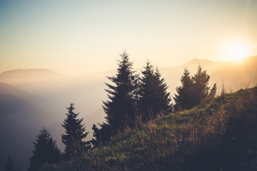 layers of mountains, great panorama and landscape