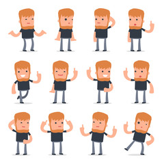 Set of Intelligent and Clever Character Videobloger visited grea