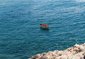 fishing boat in Caleta Negra beach in Ajuy, Fuerteventura, Canary Islands, Spain