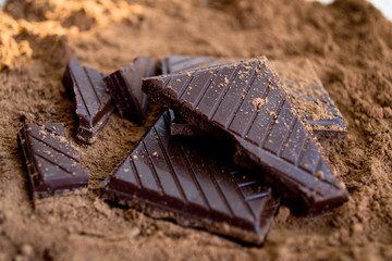 Dark chocolate with cocoa powder